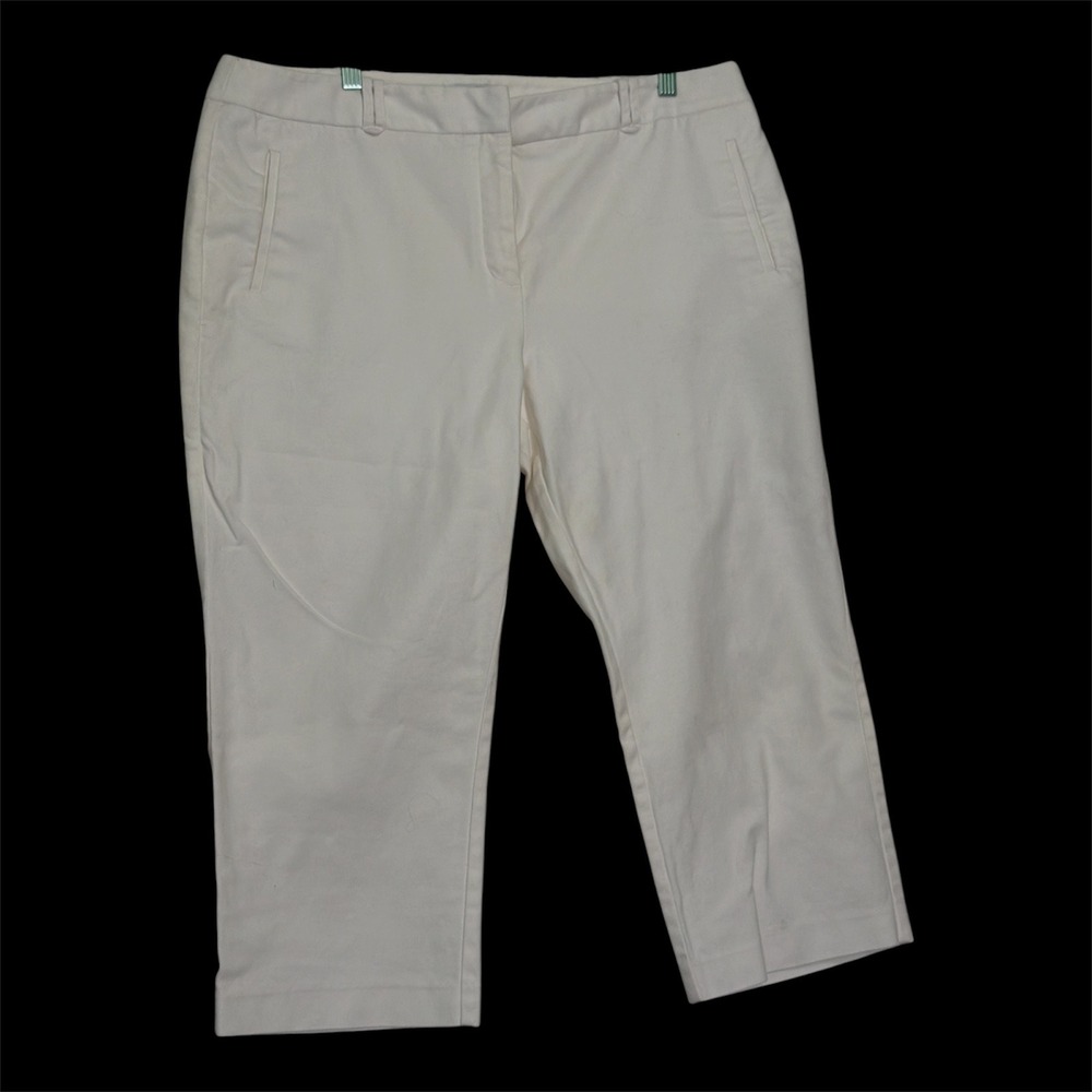 Charter Club Classic Fit‎ White Cropped Capri Pants Womens 18 Cotton Stretch